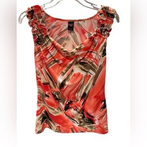 Wrapper Abstract Print Sleeveless Cowl Neck Top Size Medium